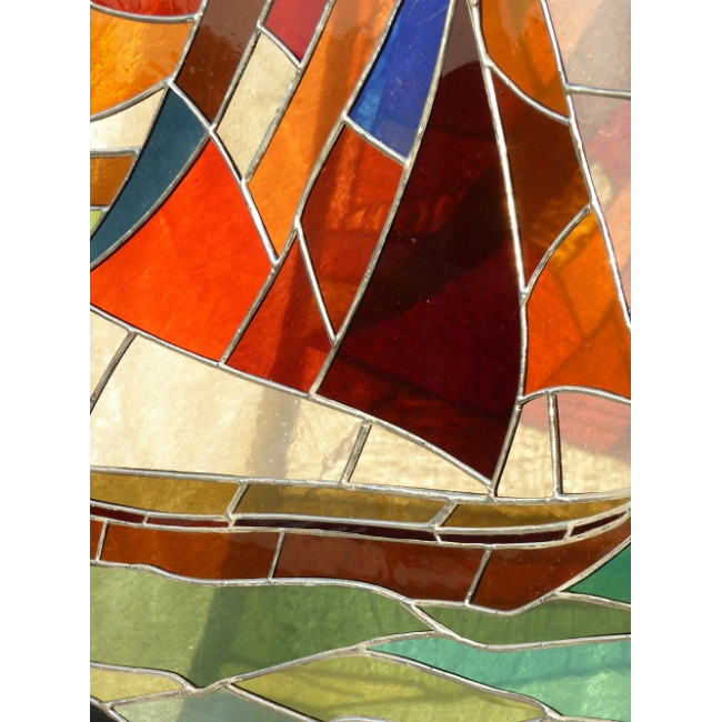 Vitrail Bateau orange et brun Vitrail Bateau orange et brun